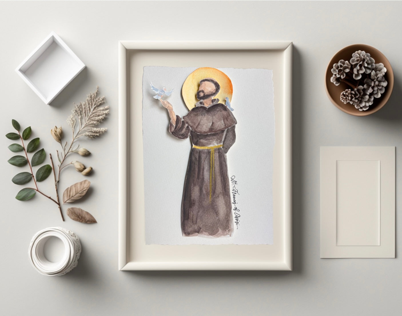Framed Original St. Francis of Assisi