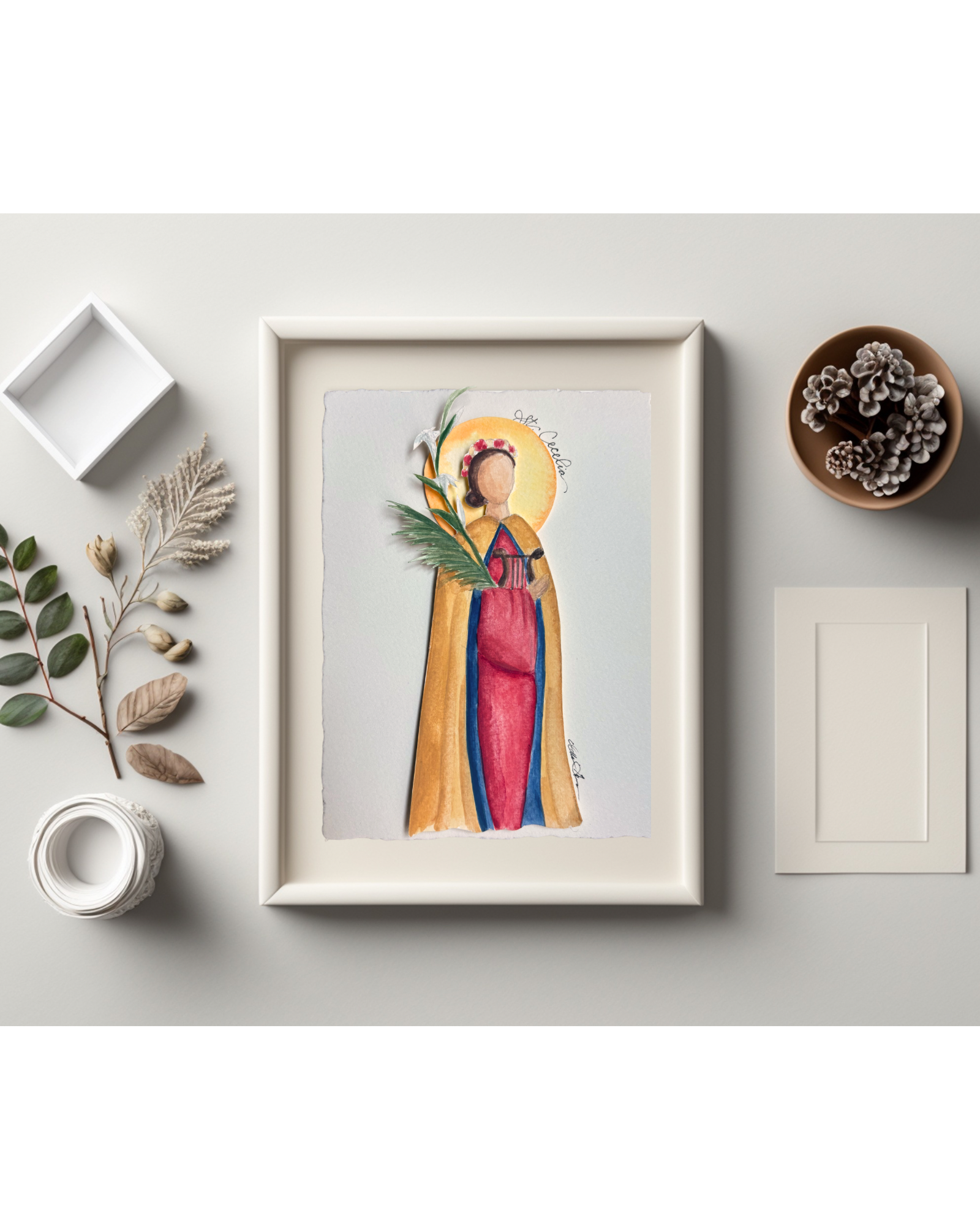 Framed Original St. Cecelia