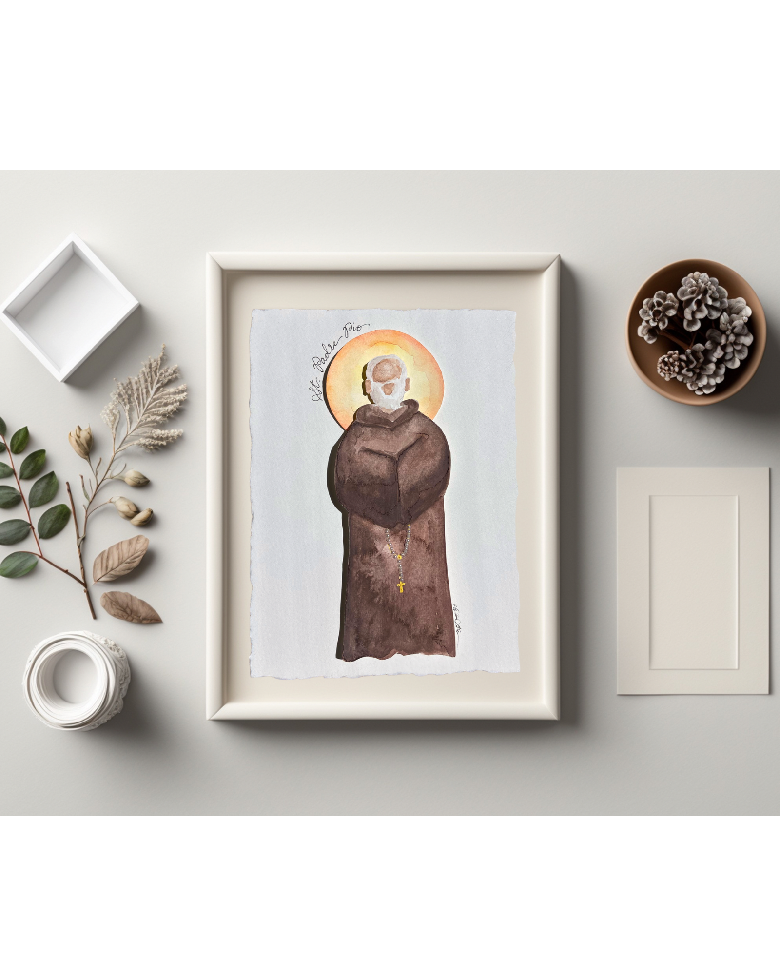 Framed Original St. Padre Pio